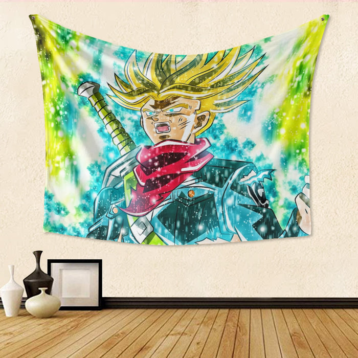 DBZ Trunks Super Saiyan Powerful Battle Ultimate Transformation Design Tapestry
