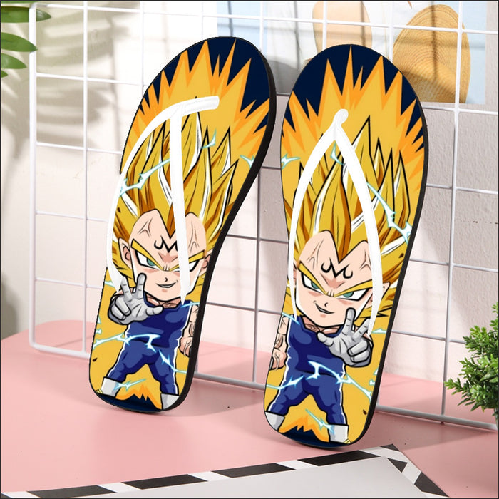 DBZ Majin Vegeta Super Saiyan Prince Power Aura Chibi Sketch Flip Flops