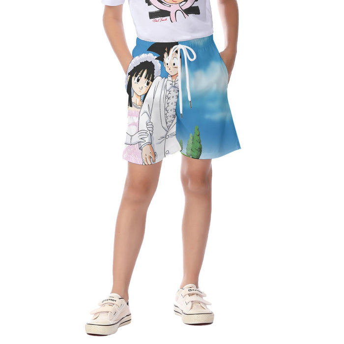 Dragon Ball Z Son Goku Newly Wed Couple Kid's Beach Shorts