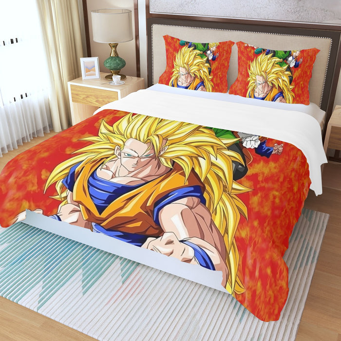 Dragon Ball Goku Super Saiyan 3 Vegeta Gohan Trending Design Three Piece Duvet Cover Set