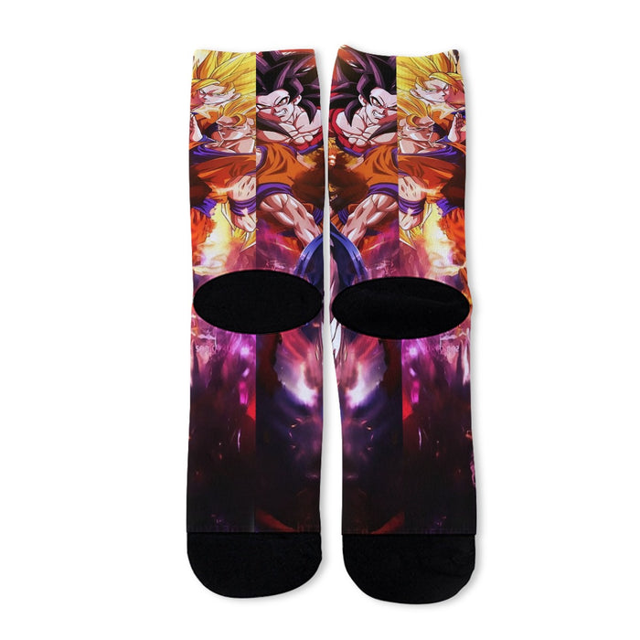 DBZ Gogeta Goku Vegeta Super Saiyan Powerful Lightning Thunder Design Socks