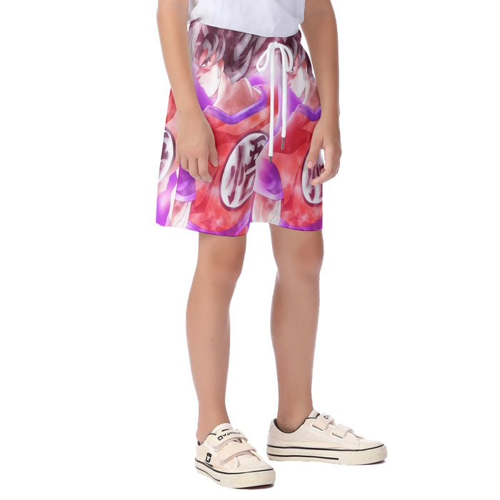 Dragon Ball Super Goku Kaioken Cool Purple Aura Casual  Kid's Beach Shorts