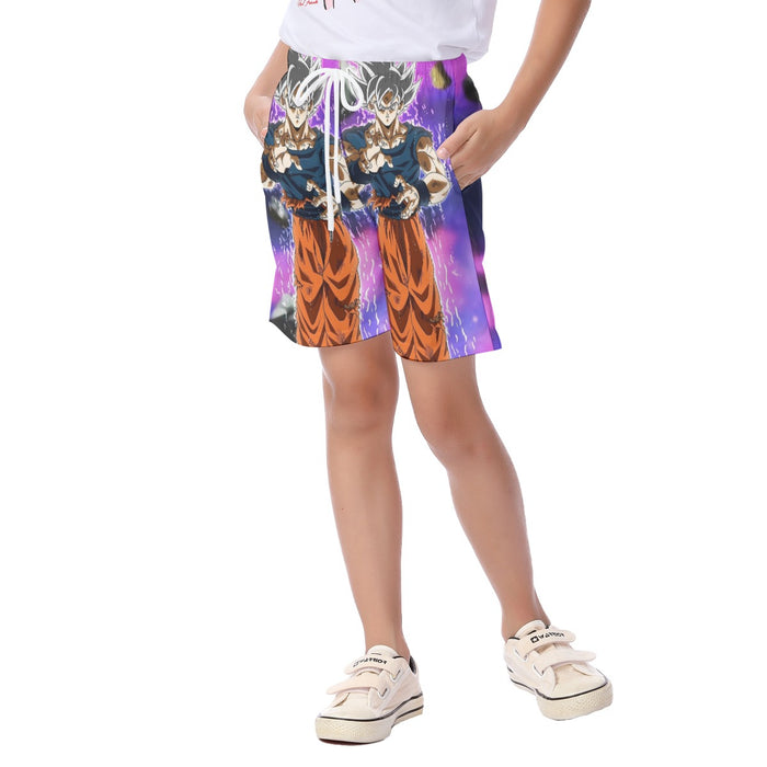 Dragon Ball Z Goku Ultra Instinct Form White Hair Kid's Beach Shorts