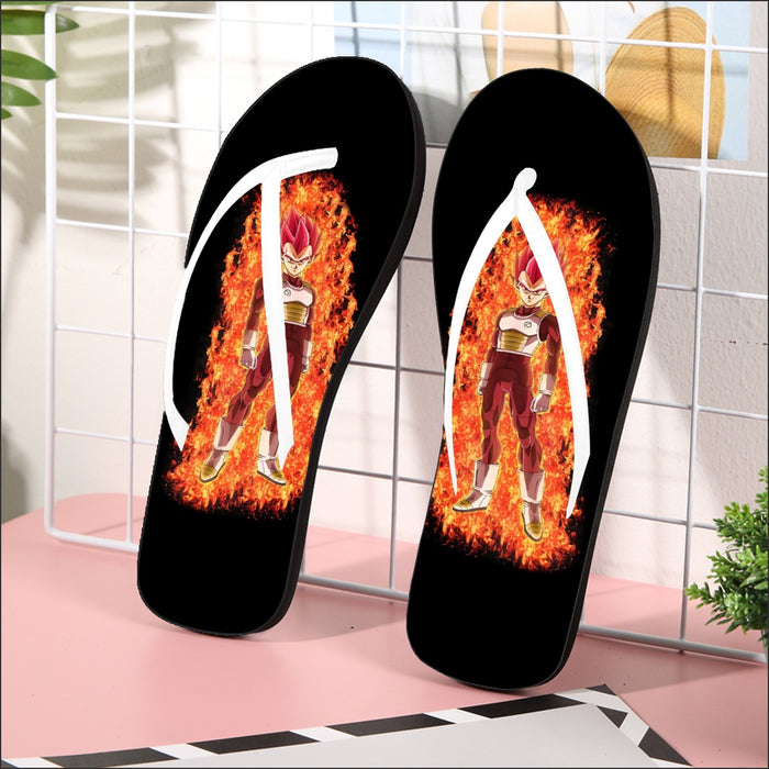 DBZ Vegeta Super Saiyan God Whis Symbol Fire Aura Streetstyle Flip Flops