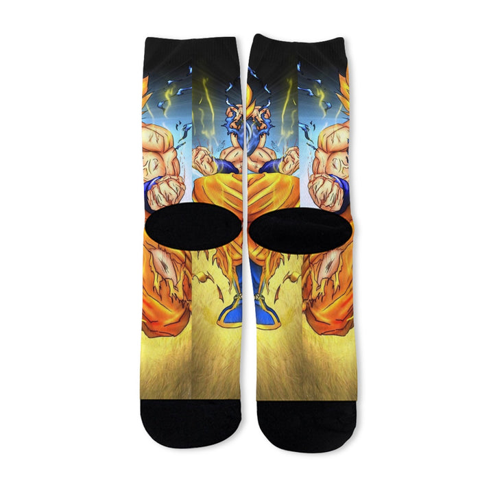 DBZ Goku Super Saiyan Thunder Power Damage Fight Cool Design Socks