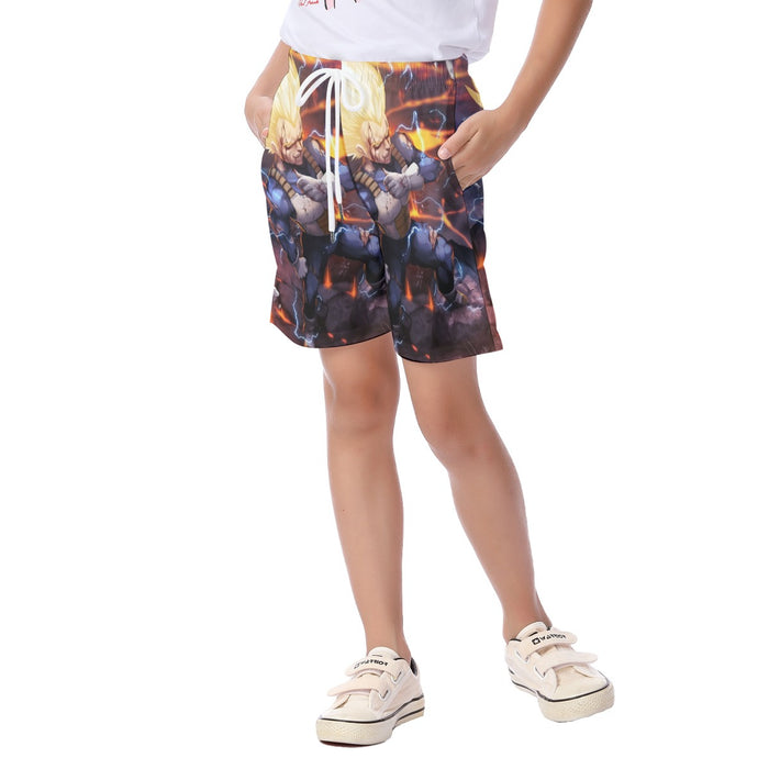 Dragon Ball Z Vegeta Super Saiyan Lightning Custom Kid's Beach Shorts