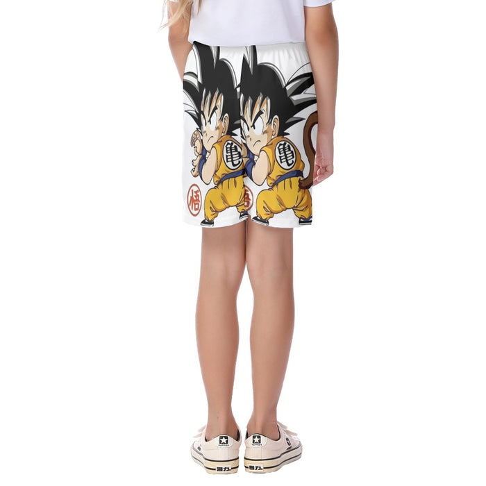 Cute Kid Goku Yellow Clothing Dragon Ball Z Kid's Beach Shorts