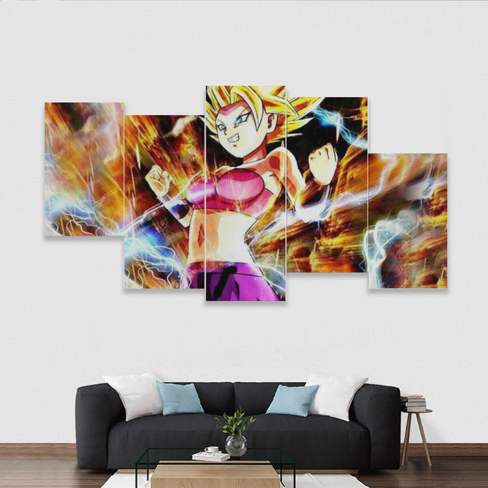 Dragon Ball Super Caulifla Super Saiyan 2 Epic Casual Five-piece Framed Mural