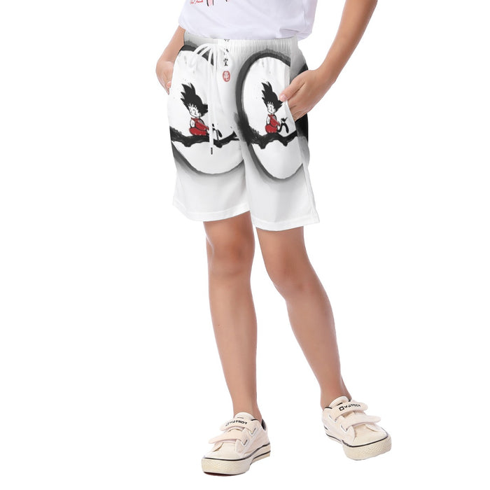 Young Goku Tee Kid's Beach Shorts