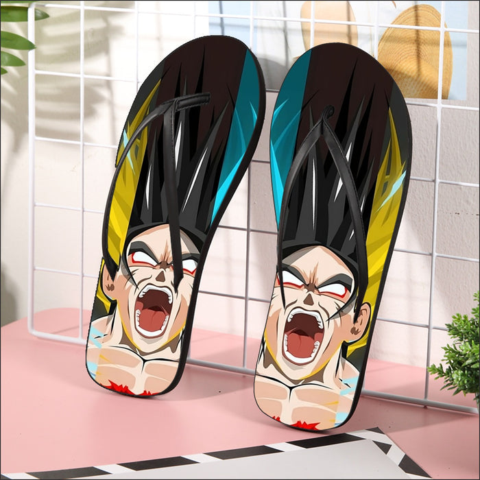 Dragon Ball Goku Super Saiyan Triple Blue God SSGSS Hand Drawing Style  Flip Flops