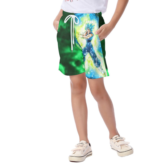 DBZ Goku Super Saiyan Blue SSGSS Kamehameha Power Attack  Kid's Beach Shorts