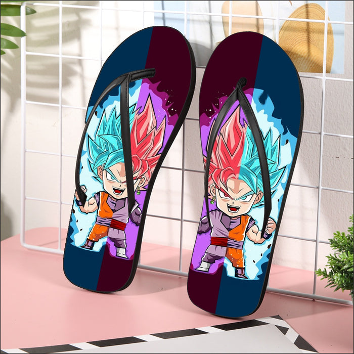 Dragon Ball Super Cute Chibi Blue Vegito Goku Rose Flip Flops