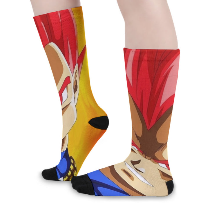 Dragon Ball Vegeta Super Saiyan Red God Vibrant Print Socks