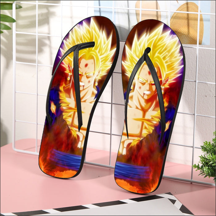 Dragon Ball Z Vegito Super Saiyan Angry Bruised Dope Flip Flops