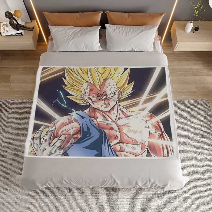 DBZ Majin Vegeta Saiyan Prince Fight Injure Manga Style Trending Household Warm Blanket