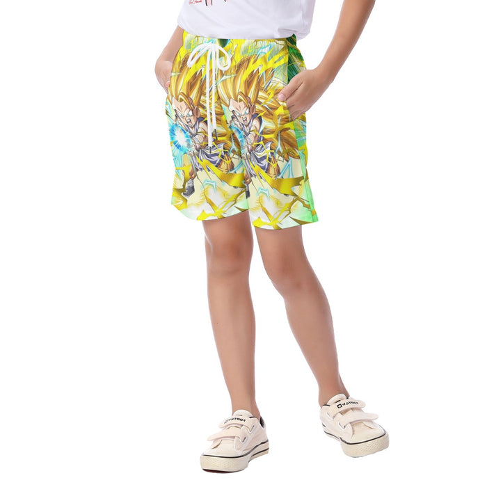 Dragon Ball Kid Goku SSJ3 Kamehameha  Kid's Beach Shorts