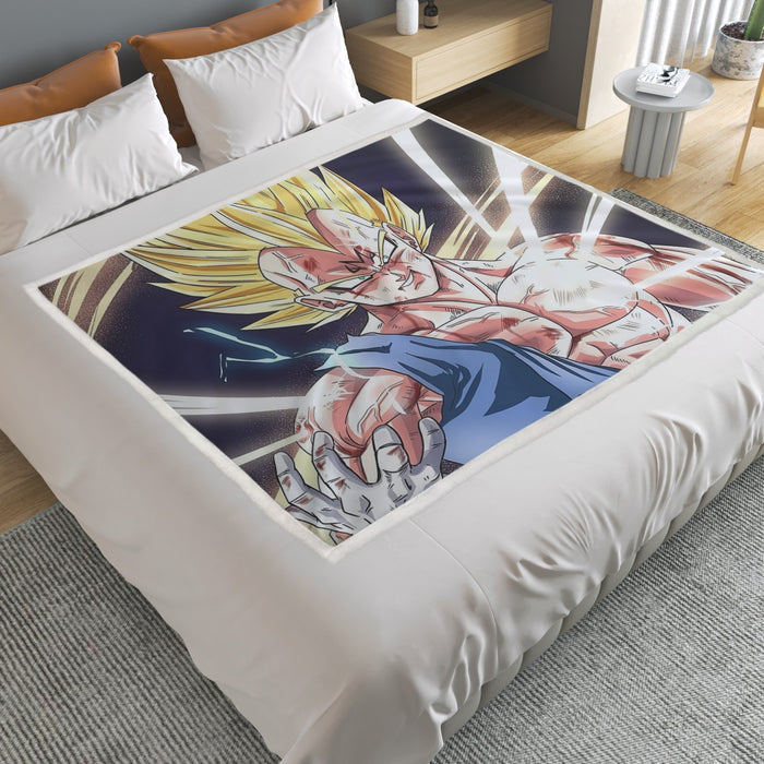 DBZ Majin Vegeta Saiyan Prince Fight Injure Manga Style Trending Household Warm Blanket