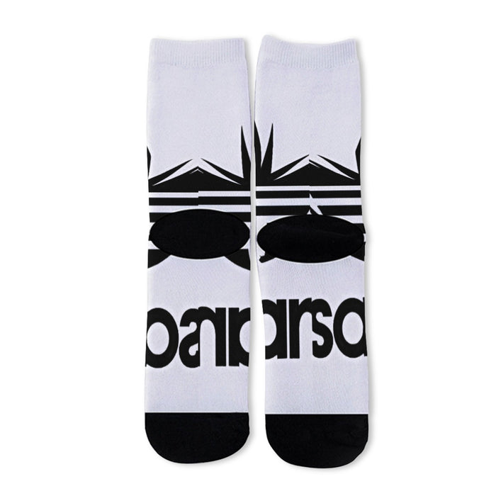 Dragon Ball Z Black Saiyan Adidas Parody Print Gray Socks