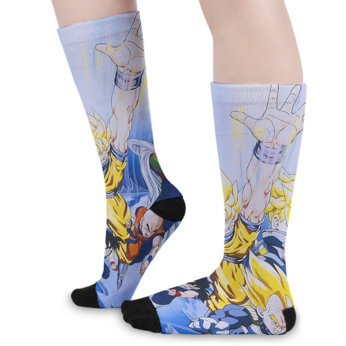 DBZ Goku Saiyan Spirit Bomb Vegeta Piccolo Gohan Trunks Vibrant Design Socks