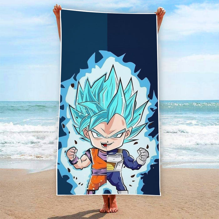 DBZ Goku Vegeta SSGSS God Blue Super Saiyan Chibi Sketch Beach Towel