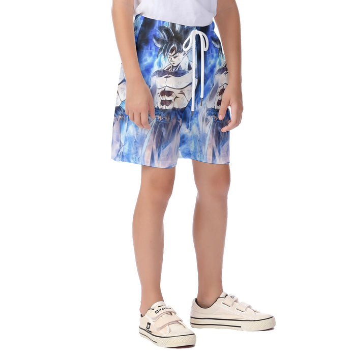 Dragon Ball Super Goku Ultra Instinct Blue Cool Casual Kid's Beach Shorts