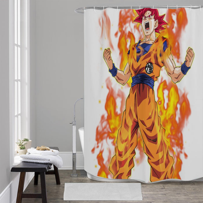 Awesome Goku Super Saiyan God Transformation DBZ Shower Curtains