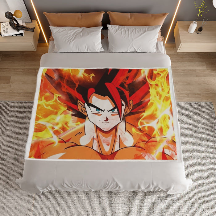 Dragon Ball Goku Super Saiyan Rose Flaming Fan Art Household Warm Blanket