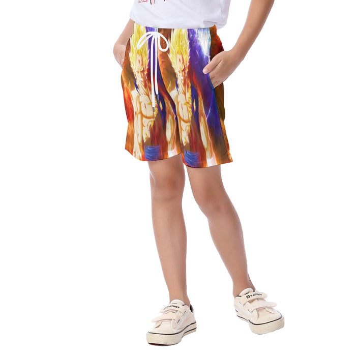 Dragon Ball Z Vegito Super Saiyan Angry Bruised Dope Kid's Beach Shorts