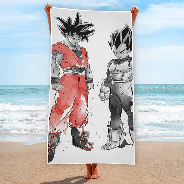 Watercolor Goku And Vegeta Posing Dragon Ball Z  Beach Towel