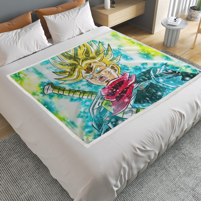 DBZ Trunks Super Saiyan Powerful Battle Ultimate Transformation Design Household Warm Blanket