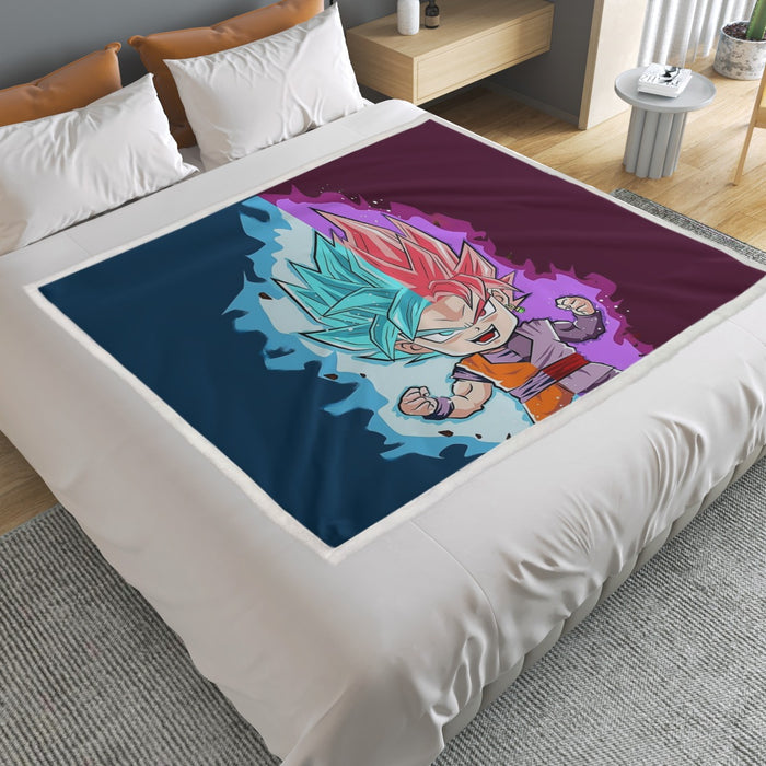 Dragon Ball Super Cute Chibi Blue Vegito Goku Rose Household Warm Blanket