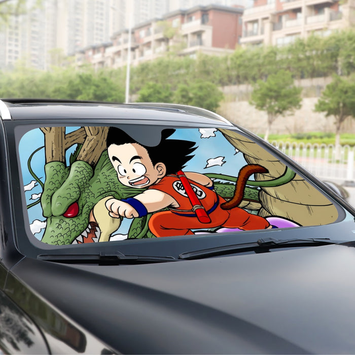 Dragon Ball  Kid Goku Flying With Shenron Windshield Sunshade