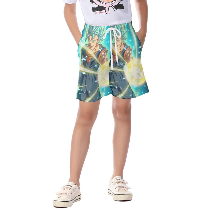 Dragon Ball Vegito Blue Super Saiyan Big Bang Flash Kid's Beach Shorts