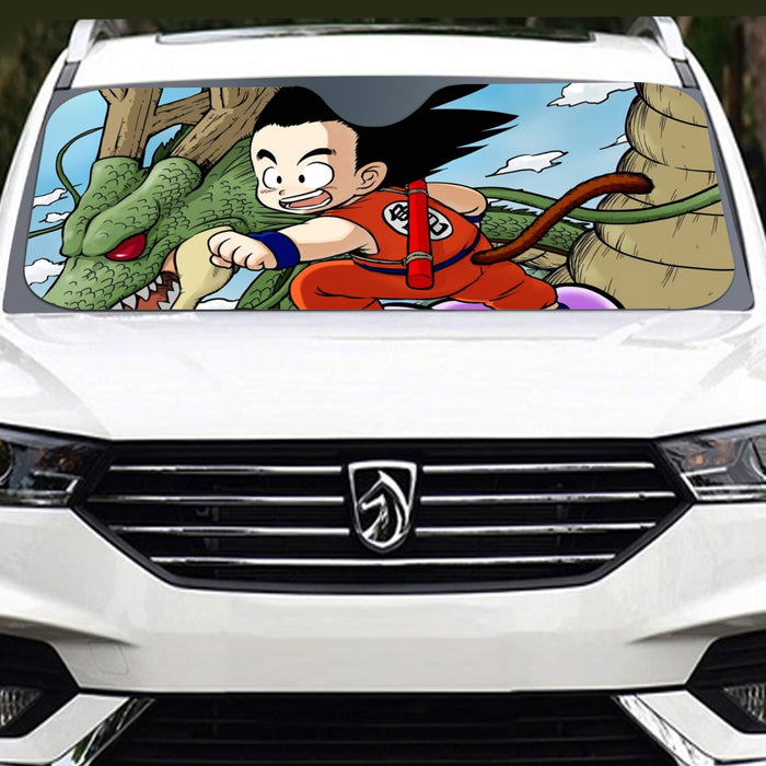 Dragon Ball  Kid Goku Flying With Shenron Windshield Sunshade