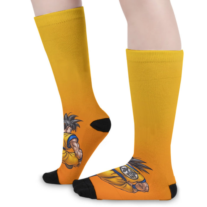 Goku Orange Background Socks