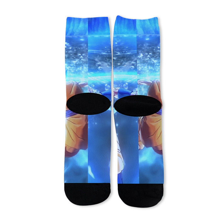 DBZ Goku SSGSS Saiyan God Blue Aura Blasting Streetwear Socks