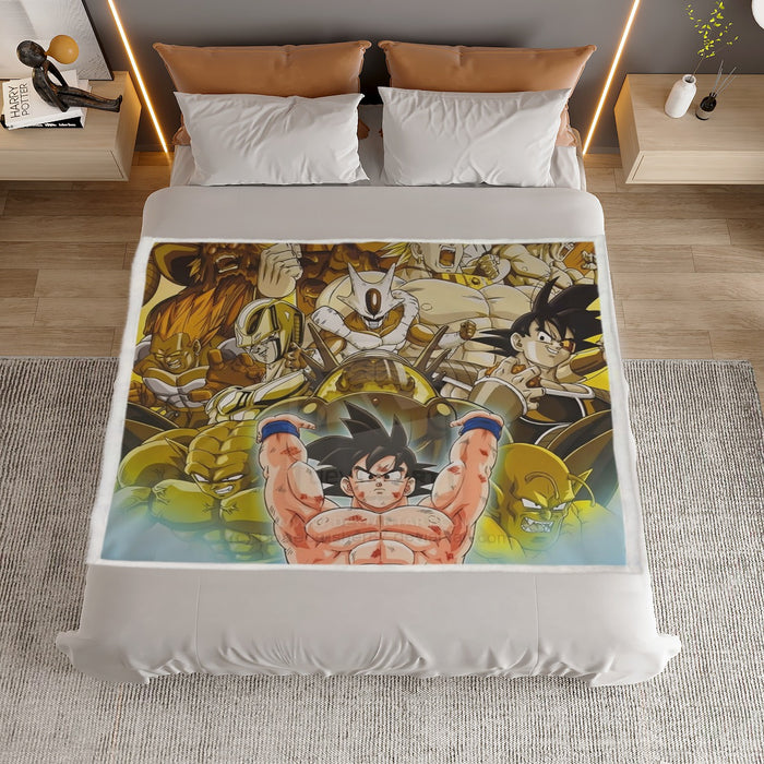 DBZ Goku Spirit Bomb Destroy Villains Cooler Broly Namek Golden Household Warm Blanket