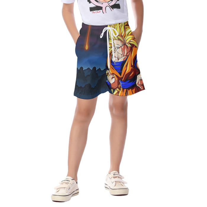 Super Saiyan 3 Goku Kid's Beach Shorts