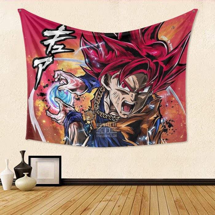 Goku Super Saiyan God Tapestry