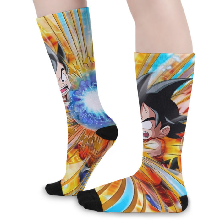 Dragon Ball Energy Kid Goku Blue Kamehameha Long Socks