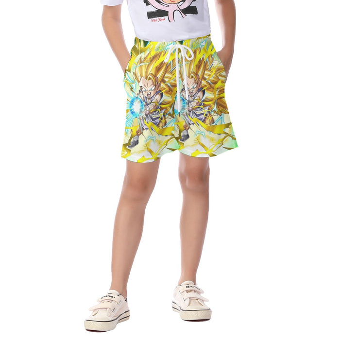 Dragon Ball Kid Goku SSJ3 Kamehameha  Kid's Beach Shorts