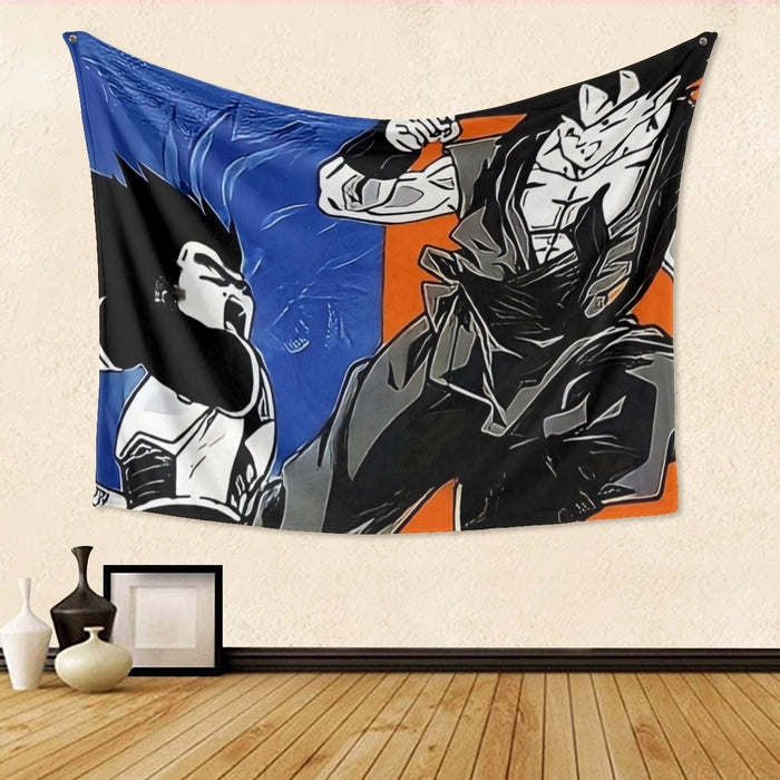 Red Goku And Blue Vegeta Fight Dragon Ball Z Tapestry