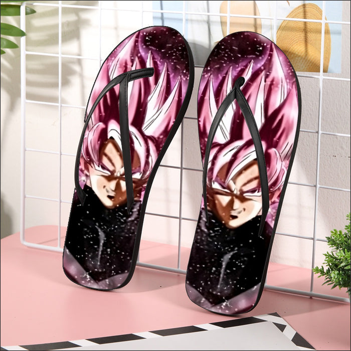 Dragon Ball Z Super Saiyan Goku Black Rose Pink Flip Flops