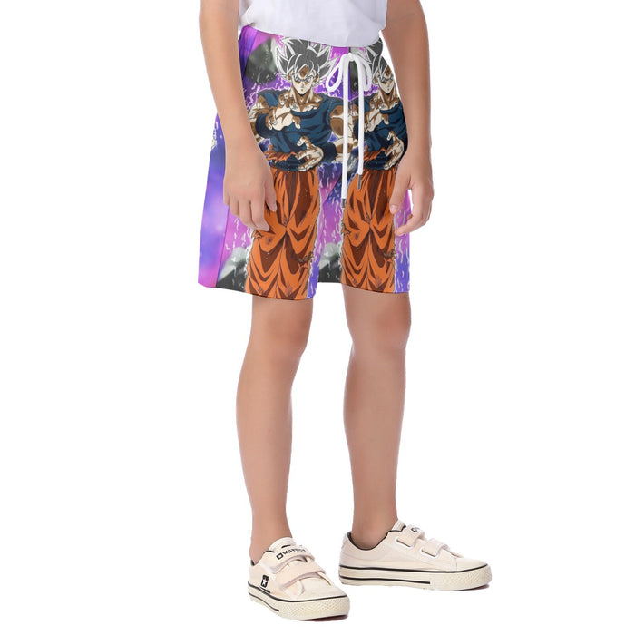 Dragon Ball Z Goku Ultra Instinct Form White Hair Kid's Beach Shorts