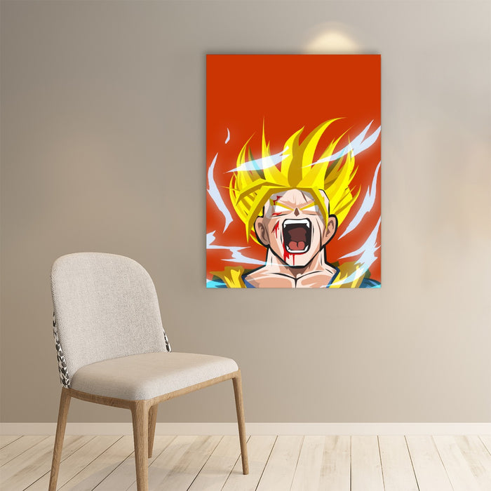 Dragon Ball Goku Super Saiyan Angry Scream Hand Drawing Design Paper poster