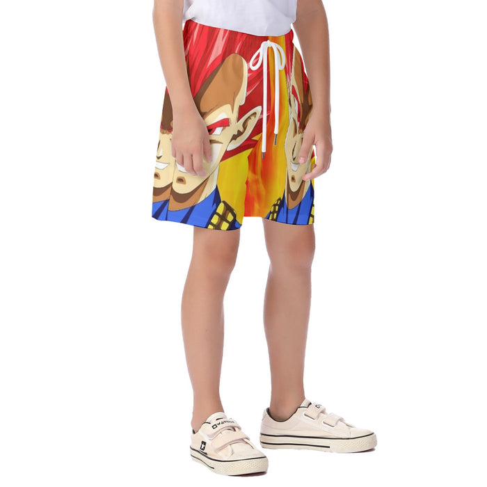 Dragon Ball Vegeta Super Saiyan Red God Vibrant Print  Kid's Beach Shorts