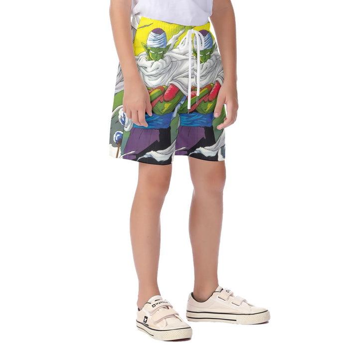 Dragon Ball Angry Piccolo Standing And Ready for Fighting Kid's Beach Shorts