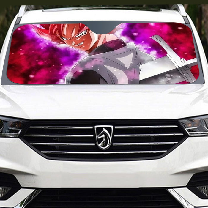 Dragon Ball Super Black Goku Rose Impaled Trunks Sword Windshield Sunshade