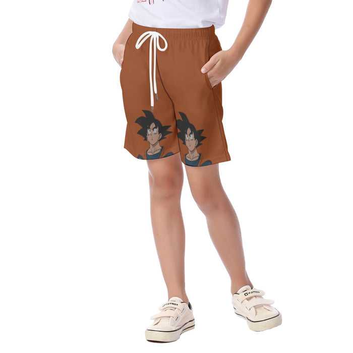 Goku Orange Minimalistic Background  Kid's Beach Shorts