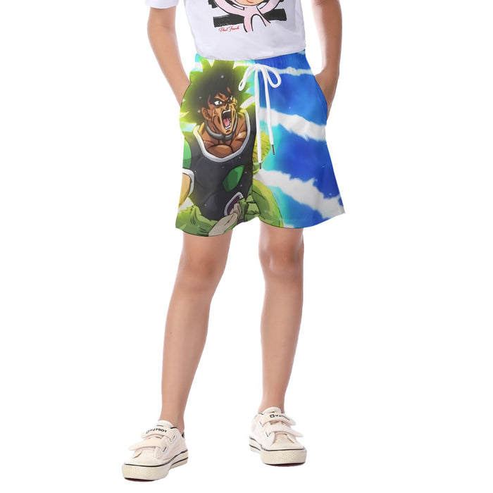 Dragon Ball Z Broly Wearing His Control Mechanism Kid's Beach Shorts